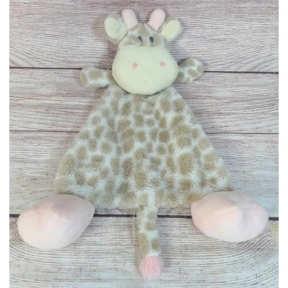 Nat & Jules Plush Sadie Giraffe Lovey Security Blanket Rattle Brown Pink 13" - Picture 1 of 4